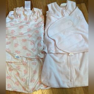 Halo swaddle, both size newborn, pink and pink floral, very good used condition